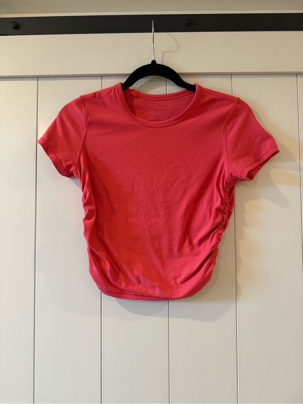lululemon athletica Coral Pink Short Sleeve Ruched Tee